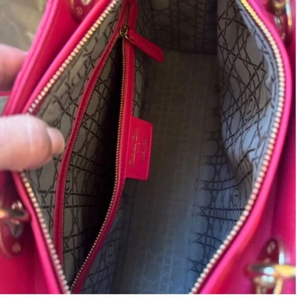 AUTHENTIC! *Barbie--PINK* CHRISTIAN DIOR Lady Dior Large Cannage Lambskin Bag - Picture 3 of 16